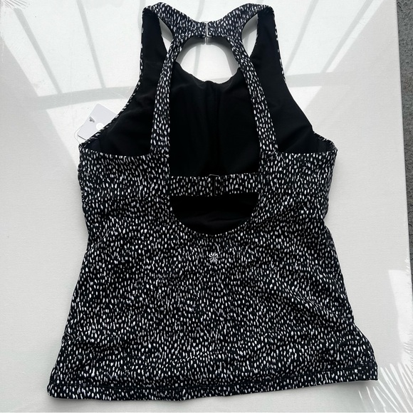 Athleta 36B/C  Maldives Tankini Top, Black Animal Print Sports Swim Suit Top M - Picture 4 of 6